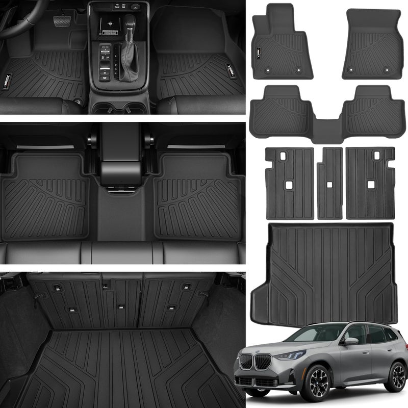 Floor Mats for 2025 2026 BMW X3 Trunk Mat with Backrest Mat All Weather TPE Rubber Floor Liner Set Cargo Liner for 2025 2026 BMW X3 Accessories